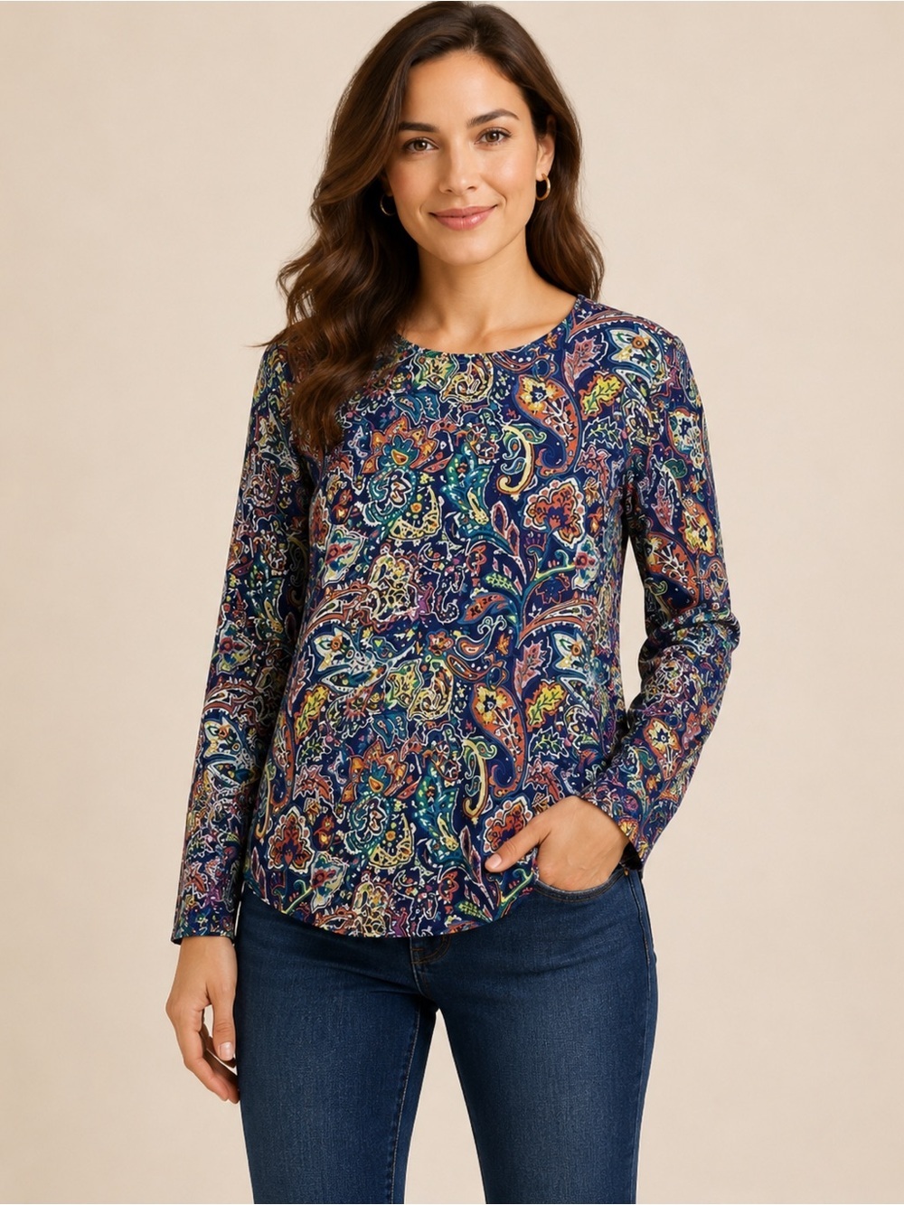 J.McLaughlin Lorinda Garden Paisley Silk Blend Blouse Size S